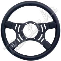 VOLANT 14" (4 BRANCHES) CUIR (ALU NOIR) "MO"