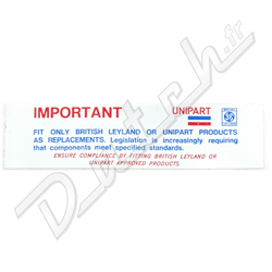 AUTOCOLLANT "IMPORTANT UNIPART"
