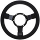 VOLANT 12" (3 BRANCHES) CUIR (SANS TROUS) TULIPE (ALU NOIR) "MO"