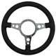 VOLANT 13" (3 BRANCHES) CUIR (TROUS RONDS) PLAT (ALU POLI) "M-L"
