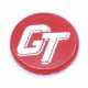 BADGE AUTOCOLLANT 27mm "GT" (ROUGE/BLANC)