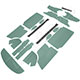 PACK GARNITURES INTERIEURES MINI (VERT CLAIR) 1962-1969 + TDB OVAL