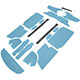  PACK GARNITURES INTERIEURES MINI (BLEU CLAIR) 1962-1969 + TDB OVAL