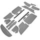  PACK GARNITURES INTERIEURES MINI (GRIS DOVE) 1962-1969 + TDB ROND