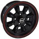 JANTE MINI ULTRALITE 6x13 NOIR (SATINE + FILET ROUGE)