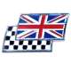 BADGE UNION JACK DOUBLE DRAPEAUX DAMIERS (EMAILLLE)