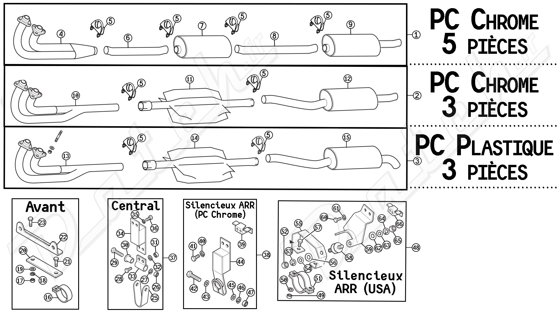 LIGNES D'ÉCHAPPEMENT MGB ET KITS DE MONTAGE