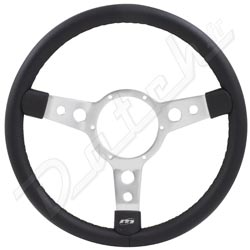 STEERING WHEEL 14" (3 SPOKES) VINYL BLACK/POLISHED ALLOY