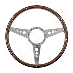 STEERING WHEEL 15" (3 SPOKES) ALLOY/WOODRIM