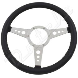 STEERING WHEEL 15" (3 SPOKES) ALLOY/LEATHER