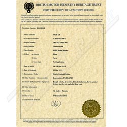 CERTIFICAT D'IDENTIFICATION VEHICULE (STANDARD)