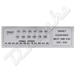 FIRING ORDER DECAL V12 E-TYPE/XJ12