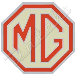 AUTOCOLLANT "MG" BLANC/ROUGE