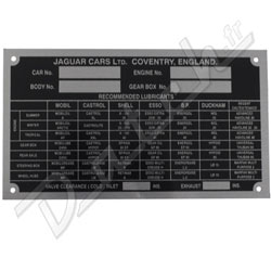 PLAQUE HUILE MOTEUR JAGUAR TYPE-E