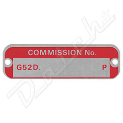 PLAQUE CHASSIS (NUMERO DE COMMISSION) MGC-GT (G52D-P)