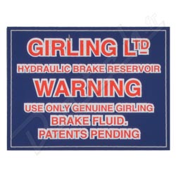 AUTOCOLLANT "GIRLING WARNING" AUSTIN-HEALEY/TR2-TR3-TR4