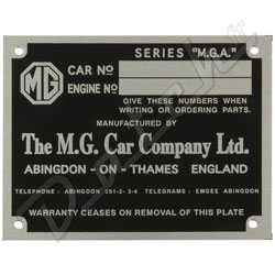 PLAQUE CHASSIS (MG) MGA
