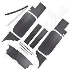 PACK GARNITURES INTERIEURES MGB CAB 1962-1964 (10P) NOIR/ROUGE