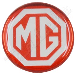 BADGE AUTOCOLLANT 27mm "MG" (ROUGE/CHROME)