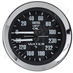 JAUGE DE PRESS HUILE/TEMP EAU SMITHS 0-100lb/90-230°f (NOIR)