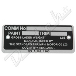PLAQUE CHASSIS (TRIUMPH) TR5