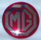 BADGE DE CABOCHON DE JANTE (47mm) "MG" (ROUGE/CHROME)