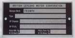PLAQUE CHASSIS (TRIUMPH) TR6 (ALLEMAGNE)