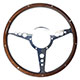 VOLANT 14" (3 BRANCHES) BOIS CLOUS (TROUS RONDS) PLAT (ALU POLI) "MO"