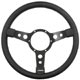 VOLANT 14" (3 BRANCHES) CUIR (TROUS RONDS) TULIPE (ALU NOIR) "MO"