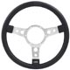 STEERING WHEEL 14" (3 SPOKES) VINYL BLACK/POLISHED ALLOY