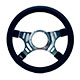 VOLANT 14" (4 BRANCHES) CUIR (ALU POLI) "MO"