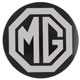 BADGE DE CABOCHON DE JANTE (47mm) "MG" (NOIR/ARGENT)