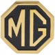 BADGE DE CALANDRE " MG"  NOIR/OR MGB/MIDGET 1975