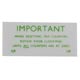 AUTOCOLLANT "IMPORTANT SPEEDO" (VERT)