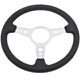 VOLANT 15" (3 BRANCHES) CUIR (TROUS RONDS) PLAT (ALU POLI)