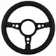 VOLANT 13" (3 BRANCHES) CUIR (TROUS RONDS) PLAT (ALU NOIR) "M-L"