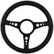 VOLANT 14" (3 BRANCHES) CUIR (TROUS RONDS) PLAT (ALU NOIR) "M-L"