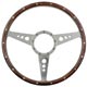 VOLANT 15" (3 BRANCHES) BOIS CLOUS (TROUS RONDS) PLAT (ALU POLI) "M-L"