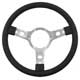 VOLANT 14" (3 BRANCHES) CUIR (TROUS RONDS) TULIPE (ALU POLI) "MO"