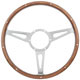 VOLANT 15" (3 BRANCHES) BOIS CLOUS (TROUS OBLONGS) TULIPE (ALU POLI) "MO"