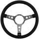 VOLANT 15" (3 BRANCHES) CUIR (TROUS RONDS) TULIPE (ALU POLI) "MO"