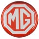 BADGE AUTOCOLLANT 27mm "MG" (ROUGE/CHROME)