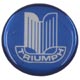 BADGE AUTOCOLLANT 27mm "TRIUMPH" (BLEU/CHROME)