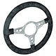 VOLANT 14" (3 BRANCHES) DAIM (TROUS RONDS) PLAT (ALU POLI) "M-L"