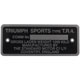 PLAQUE CHASSIS (TRIUMPH) TR4 1961-1965